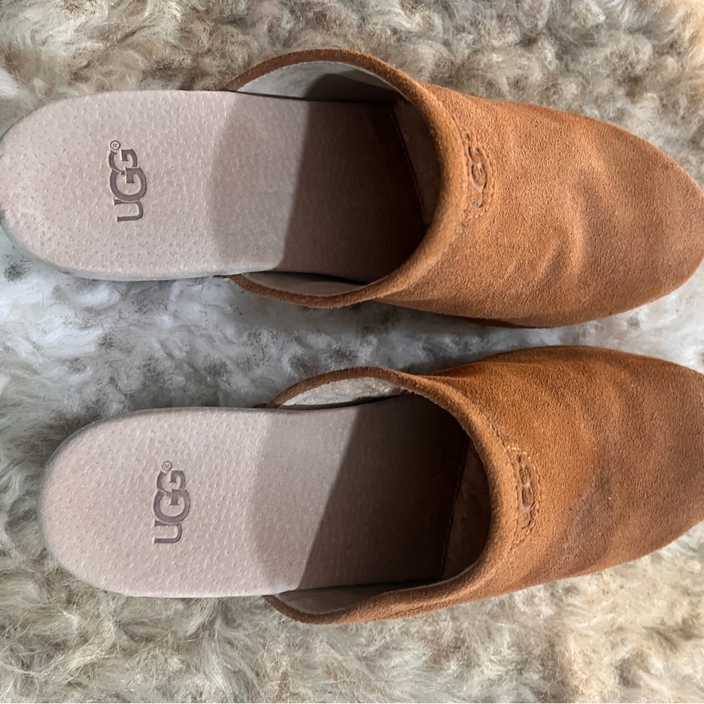 UGG Chestnut Suede Mules Size 6
